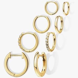 NEW 14K Gold Plated Hoop Earrings Set